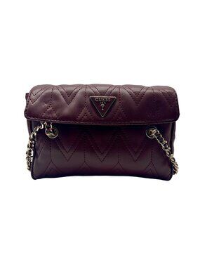 Guess Red Edna Chevron Stitch Shoulder Bag